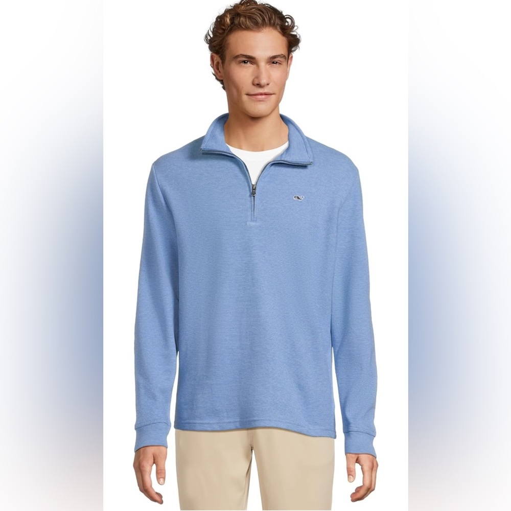 Vineyard Vines Saltwater Quarter-Zip Pullover Mens 4XB Blue Cotton Long Sleeve